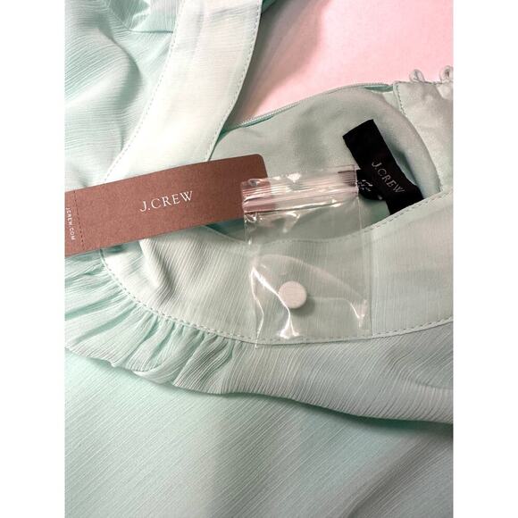 NWT J. Crew Size 14 Mock neck Shift Dress Long Sleeves Mint Green Chiffon - Picture 10 of 13